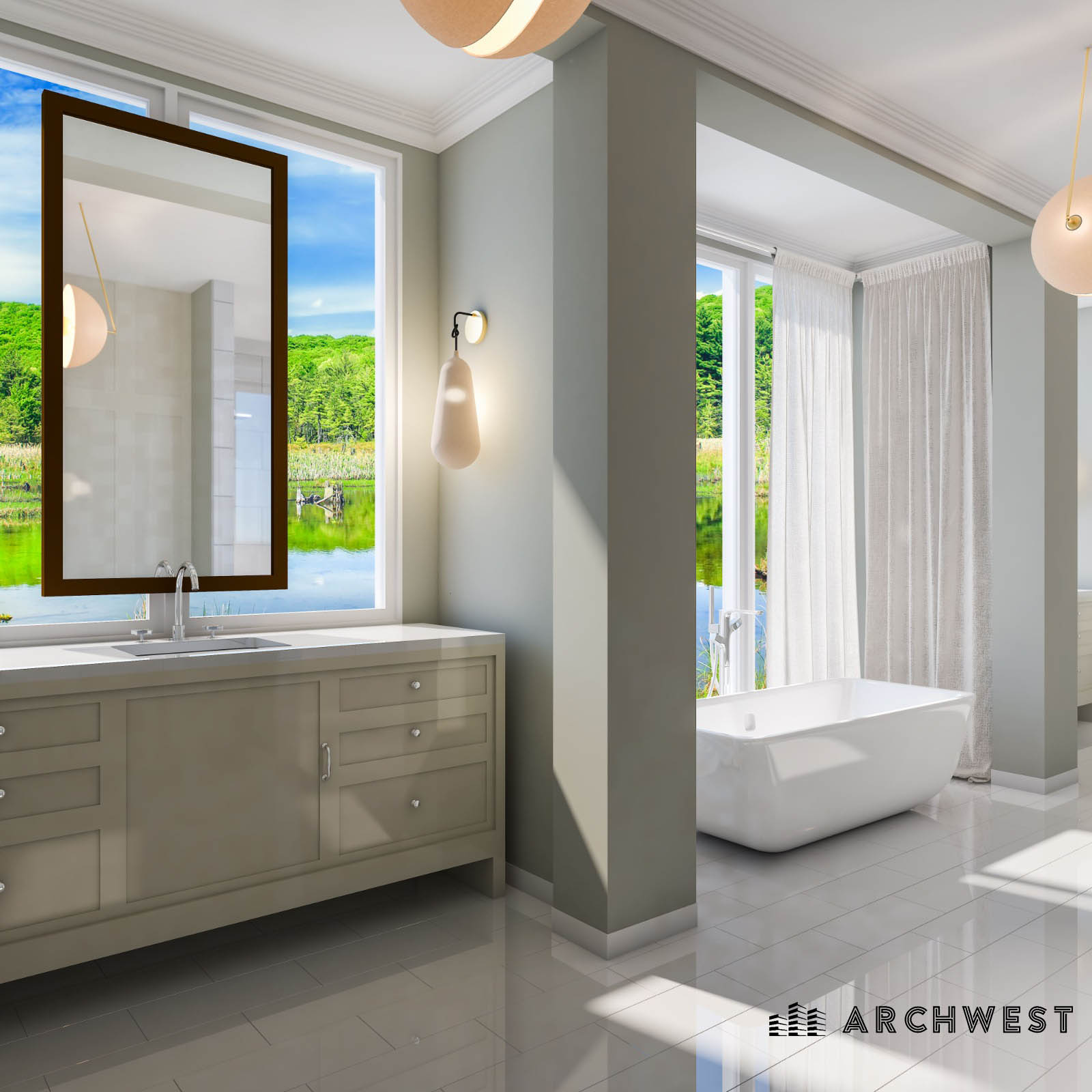 7. 3D Rendering of a  Bathroom, New Jersey, USA